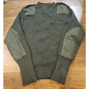 DSCP Sweater Mens Size 42 Green Wool Pullover Elbow Patch Commando Military Army